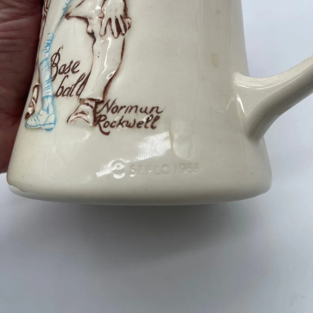SEPCO Norman Rockwell 100th‎ Year of Baseball Ceramic Stein 1988 Vintage Mug